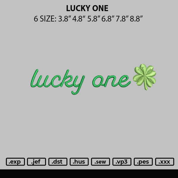 Lucky One Embroidery File 6 sizes