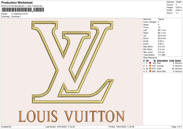Embroidery Design Louis Vuitton LV