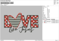 Love Jesus Embroidery File 6 sizes