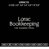 Lorac V2 Embroidery File 6 sizes