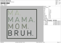 Mama Text 02 Embroidery File 6 sizes