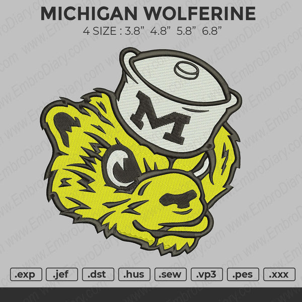 Michigan Wolferine Embroidery