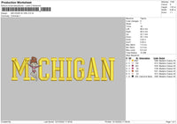 Michigan W Girl Embroidery File 6 sizes