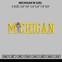 Michigan W Girl Embroidery File 6 sizes