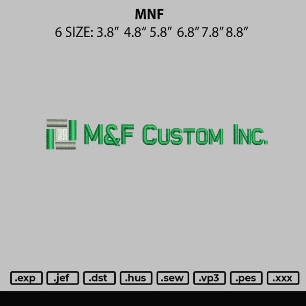 Mnf Embroiery File 6 sizes