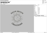 Neon Moon Embroidery File 6 sizes