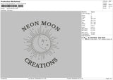 Neon Moon Embroidery File 6 sizes