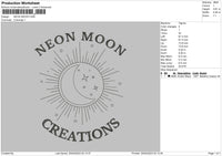 Neon Moon Embroidery File 6 sizes