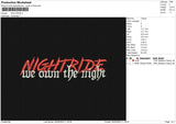 Nightride Embroidery File 6 sizes