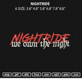 Nightride Embroidery File 6 sizes