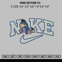 Nike Eeyore V3 Embroidery File 6 sizes