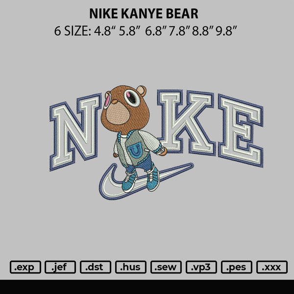 Nike Kanye Bear Embroidery File 6 sizes