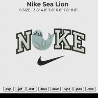 Nike sea lion Embroidery File 6 size