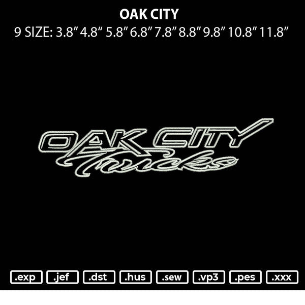 Oak City Embroidery File 6 sizes