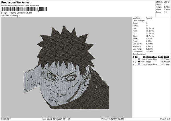 Obito Uchiha broken mask embroidery design, Naruto embroider - Inspire  Uplift