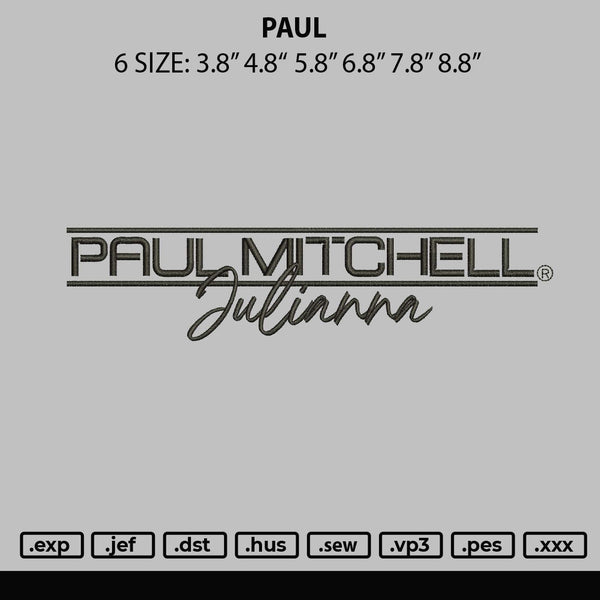 Paul Embroidery File 6 sizes