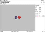 R Heart Embroidery File 6 sizes