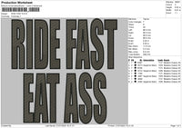 Ride Fast Embroidery File 6 sizes