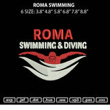 Roma Swimming Embroidery File 6 sizes