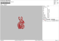 Red Rabbit Embroidery File 6 sizes