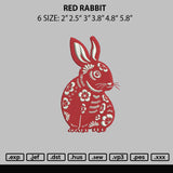 Red Rabbit Embroidery File 6 sizes