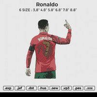 Ronaldo Embroidery File 6 size