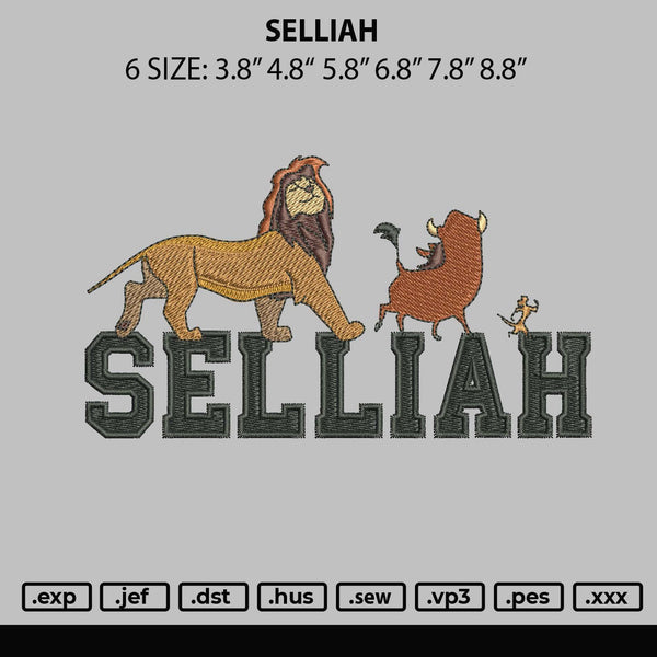 Selliah Embroidery File 6 sizes