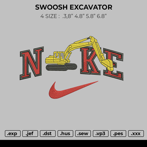 SWOOSH EXCAVATOR Embroidery File 4 size