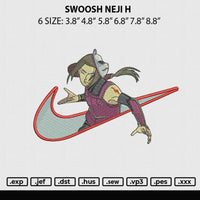 Swoosh Neji H Embroidery File 6 sizes