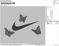 Swoosh Butterflies Embroidery