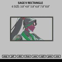 Sage V Rectangle Embroidery File 6 sizes