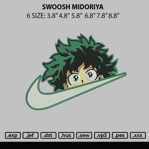 Swoosh Midori Head Embroidery File 6 sizes