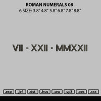 Roman Numerals 08 Embroidery File 6 sizes