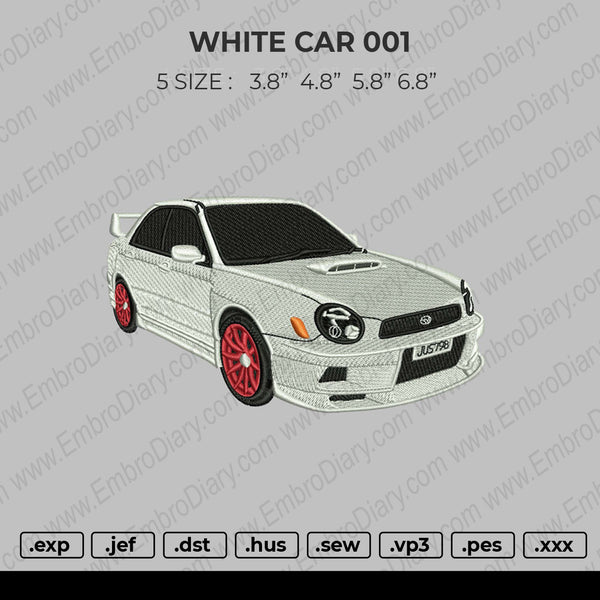 White Car 001 Embroidery