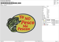 Yo No Pesco Embroidery File 6 sizes