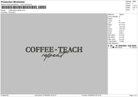 Coffee Teach Embroidery File 6 sizes