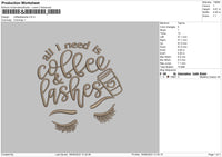 Coffeelashes Embroidery File 6 sizes