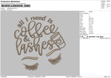 Coffeelashes Embroidery File 6 sizes