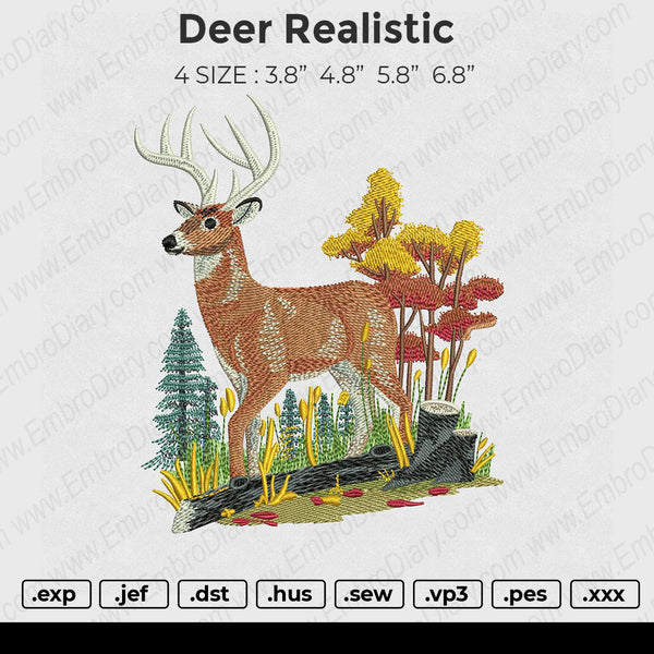 Deer Realistic Embroidery