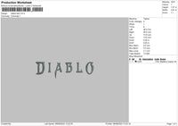 Diablo Text Embroidery File 6 sizes