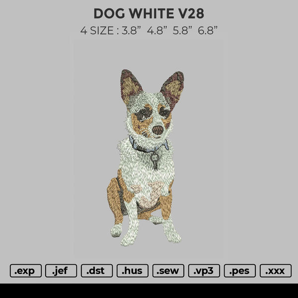 Dog white V28 Embroidery