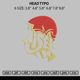 Head Typo Embroidery File 6 sizes