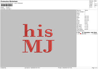 MJ Text Embroidery File 6 sizes