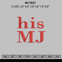 MJ Text Embroidery File 6 sizes