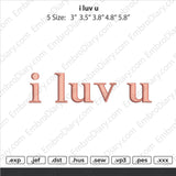 I Luv U Text Embroidery