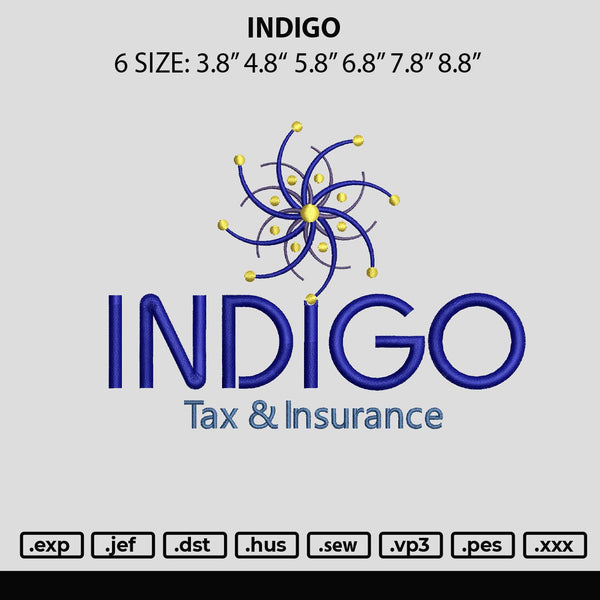 Indigo Embroidery File 6 sizes