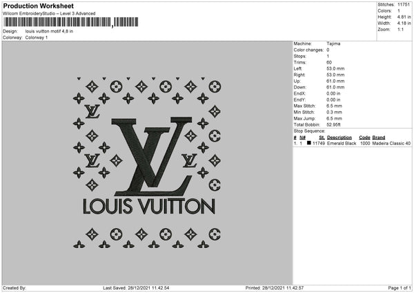 Buy Louis Vuitton Black and white flower logo Embroidery Dst Pes File  online in USA