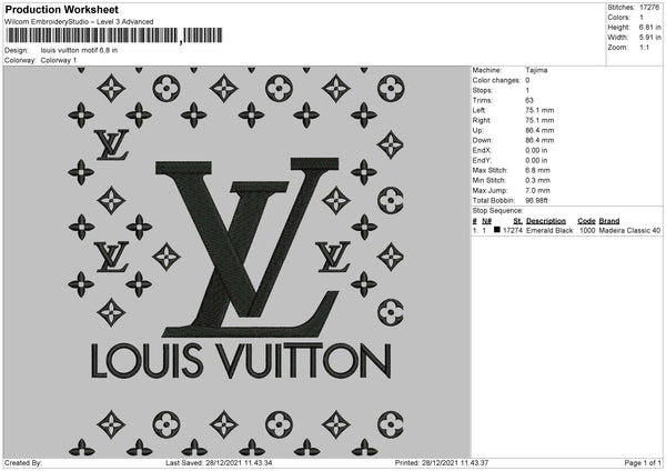 LV Logo Embroidery Design  Louis Vuitton Embroidery Pattern
