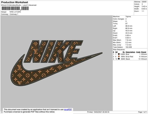 Nike Louis Vuitton Swoosh Logo Machine Embroidery Design, Nike LV Swoosh  Logo machine embroidery…