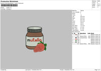 Nutella Strawberry Embroidery File 6 sizes